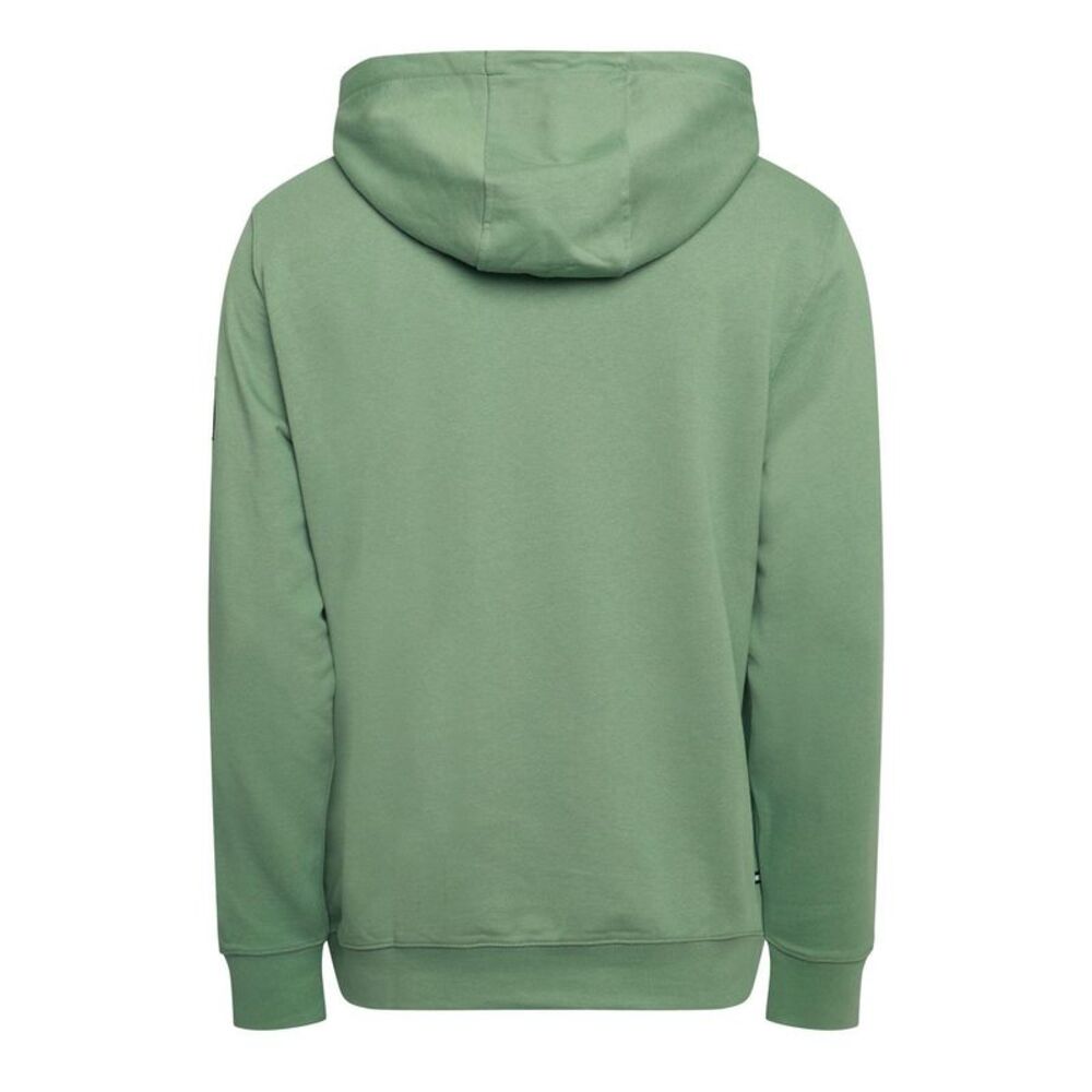 Weekend Offender Mens Yensei Button Drawstring Hoodie / Mid Green - Picture 2 of 4